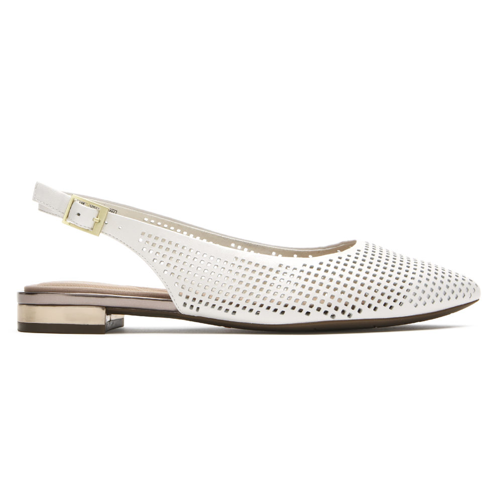 Rockport Flats Sko Dame Hvite - Total Motion Adelyn Slingback - FAMG79358